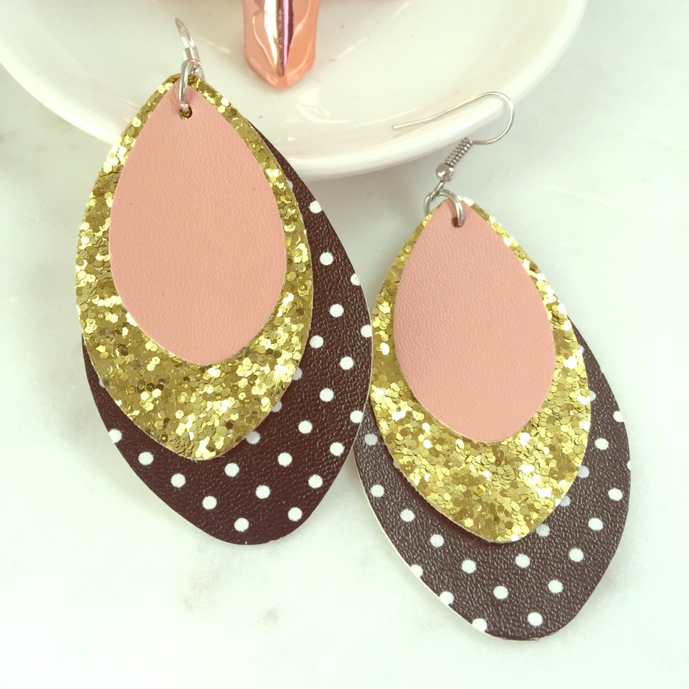⭐️NEW 2/$20⭐️BLUSH/GOLD SPARKLE/POLKA DOT EARRINGS